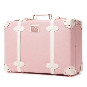 urecity Vintage and Cute Carry-on Overnight Case Non-wheeled Mini Leather Trunk Suitcase with Shoulder Strap