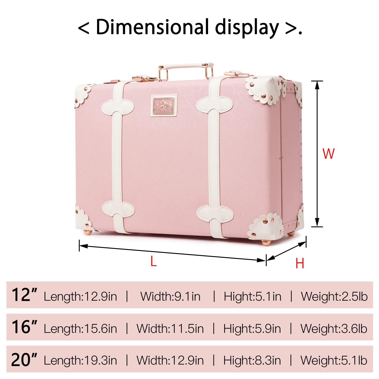 urecity Vintage and Cute Carry-on Overnight Case Non-wheeled Mini Leather Trunk Suitcase with Shoulder Strap