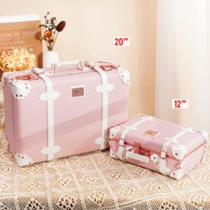 urecity Vintage and Cute Carry-on Overnight Case Non-wheeled Mini Leather Trunk Suitcase with Shoulder Strap