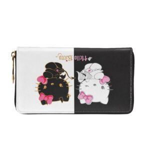 JALYKA Cartoon Pink Cat Wallet Faux Leather Fashion Zip Around Card Holder Travel Purse Long Clutch Bag Gifts for Women Girl