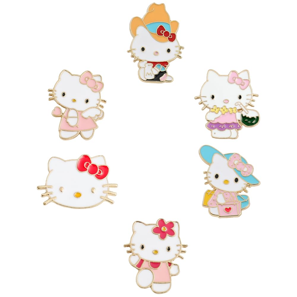 6 Pcs Anime Kitten Pins Anime metal Pins for Clothing Backpack Decoration Gift