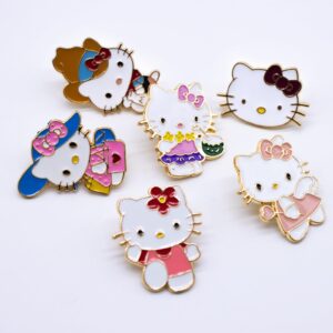 6 Pcs Anime Kitten Pins Anime metal Pins for Clothing Backpack Decoration Gift