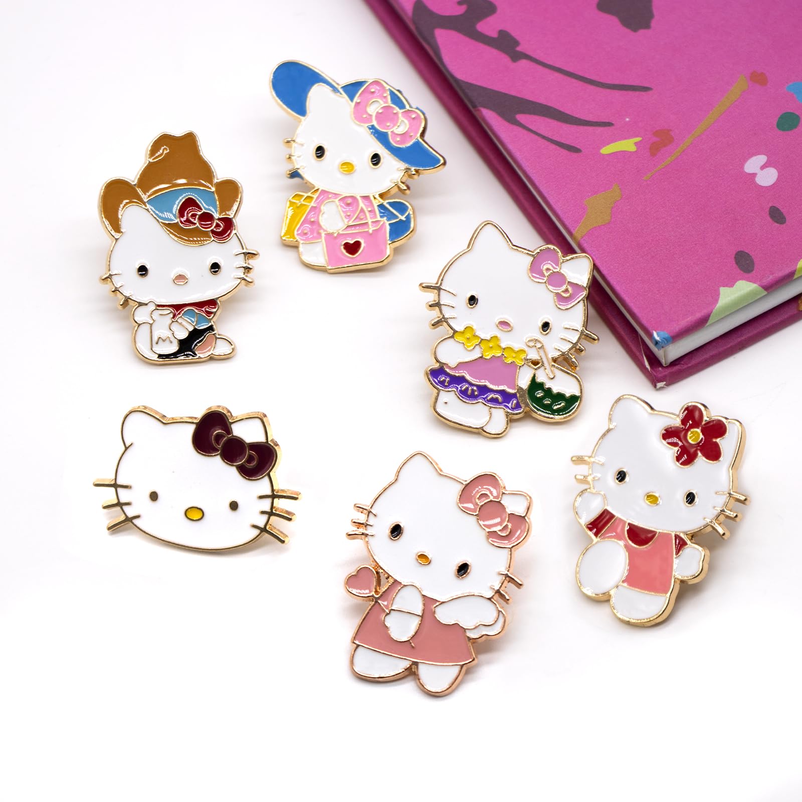 6 Pcs Anime Kitten Pins Anime metal Pins for Clothing Backpack Decoration Gift