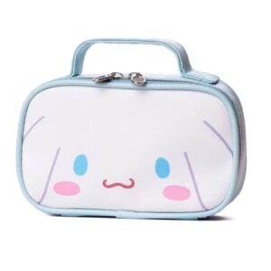 ngcjzf kawaii anime makeup bag, cute cartoon cosmetics bag, mini travel toiletry bag, waterproof reusable faux leather makeup accessories for women (blue)