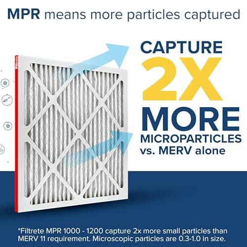 Filtrete 20x25x4 Air Filter, MPR 1000, MERV 11, Allergen Defense 12-Month Deep Pleated 4-Inch Air Filters, 2 Filters