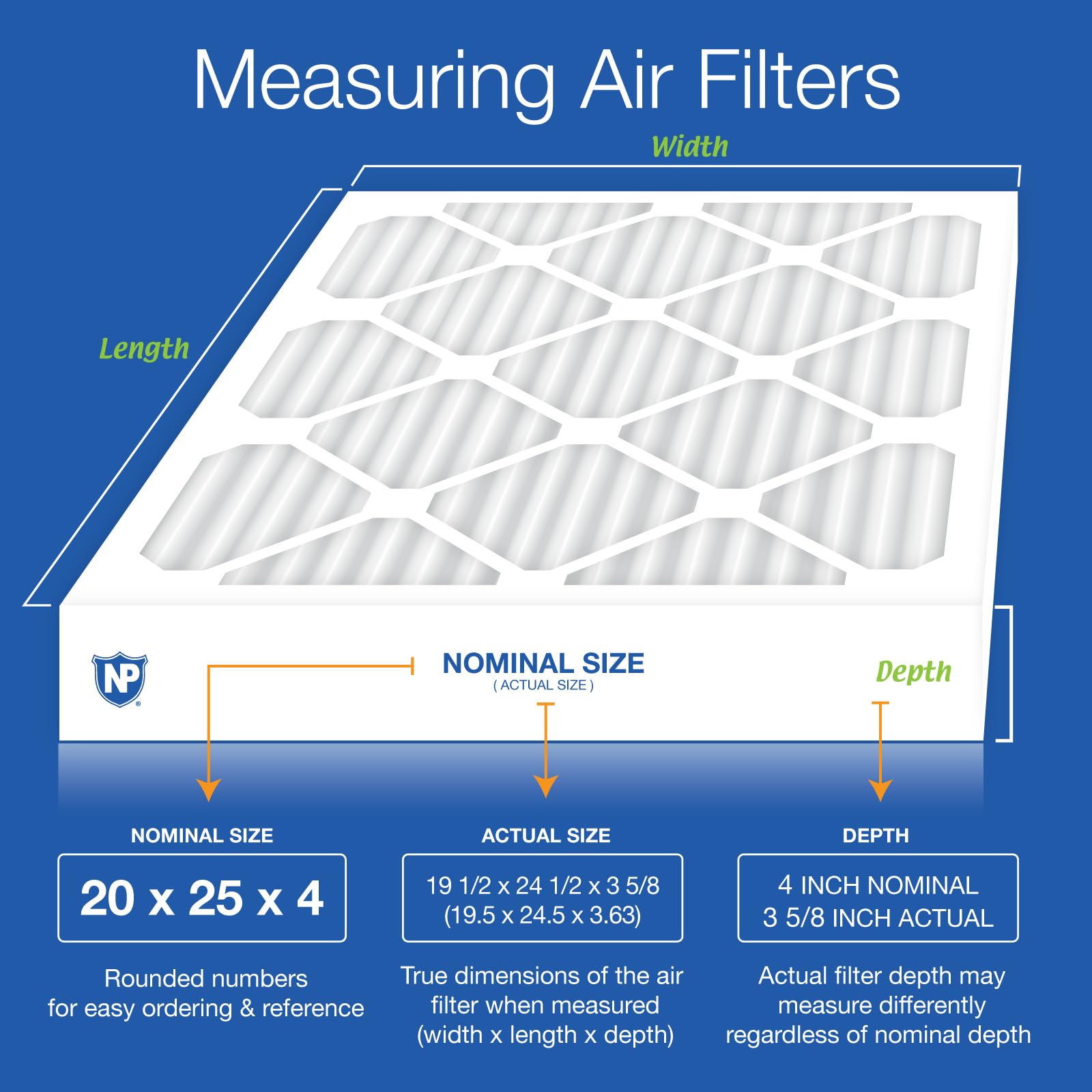 Nordic Pure 20x25x4 (19_1/2 x 24_1/2 x 3_5/8) Pleated MERV 12 Air Filters 2 Pack