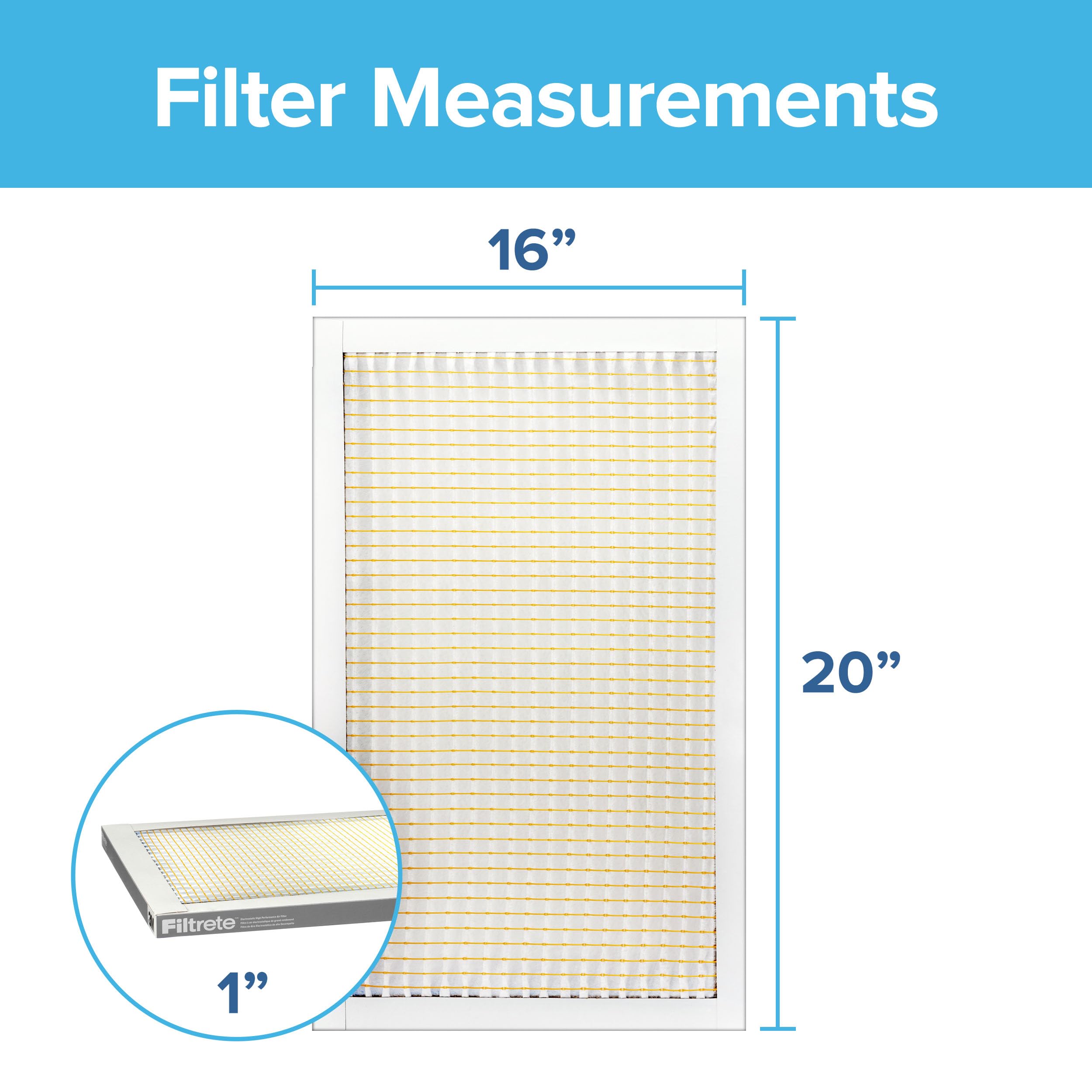 Filtrete 16x20x1 AC Furnace Air Filter, MERV 5, MPR 300, Capture Unwanted Particles, 3-Month Pleated 1-Inch Electrostatic Air Cleaning Filter, 6-Pack (Actual Size15.69x19.69x0.81 in)