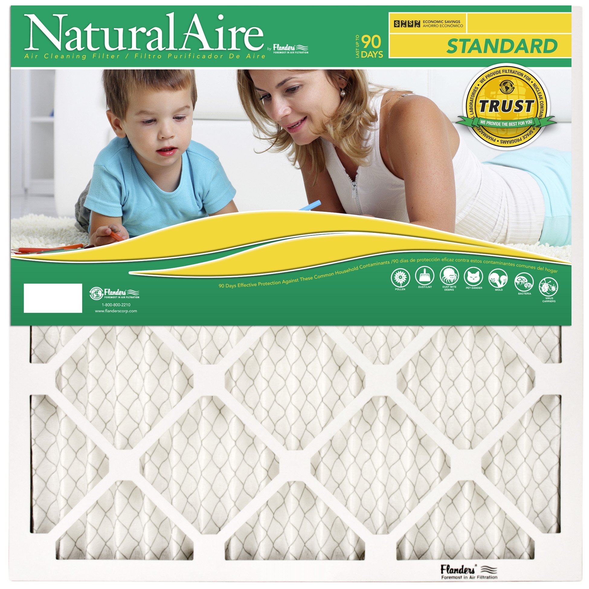 Flanders 84858.012025 NaturalAire Standard Air Filter MERV 1-inch, 20" x 25". (Pack of 12)