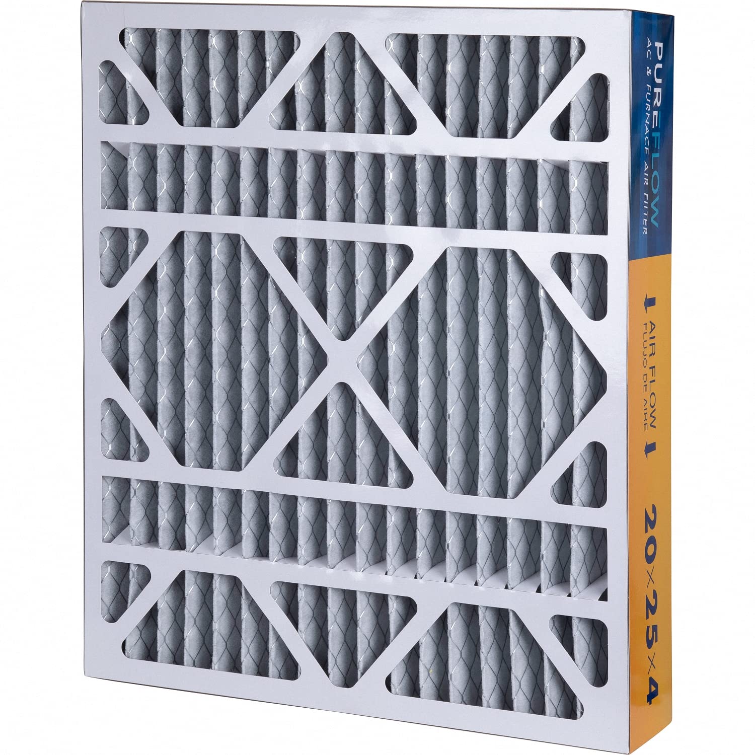 PureFlow, Home Furnace Air Filter 20x25x4, with 4 Layers of Advanced Filtration Technology, MERV-13 Pack-of-1