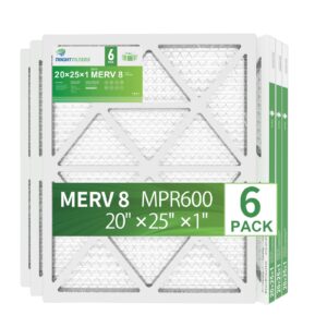 TRIGHTFILTERS 20x25x1 Air Filter MERV 8, Pleated HVAC AC Furnace Home Air Filters Replacement 6 Pack