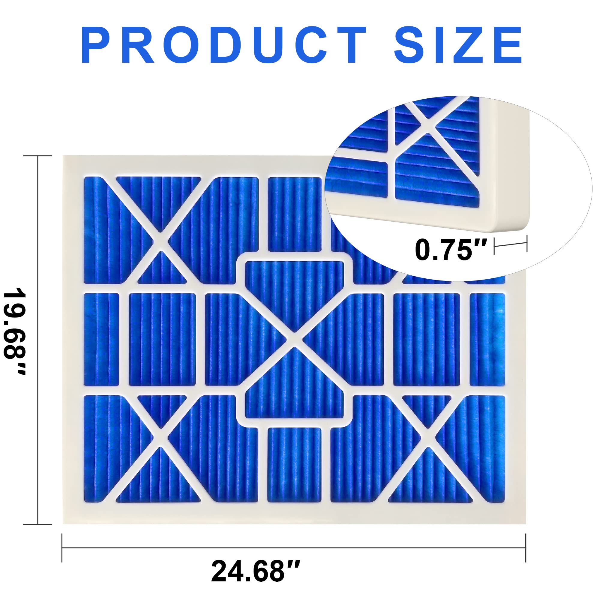 LEKEN 20x25x1 AC Furnace HVAC Filter Reusable Electrostatic F ilters MERV 13 For Households With Pets, 12 Pack, (Precise Size 19.68" x 24.68" x 0.75")