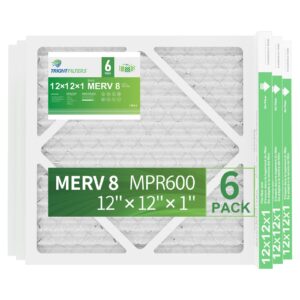 Air Filter 12x12x1, TRIGHTFILTERS MERV 8 Pleated HVAC AC Furnace Filters, 6-Pack Furnace Air Filter for Vent, Air Conditioner, Cleaner Machine, MPR 600