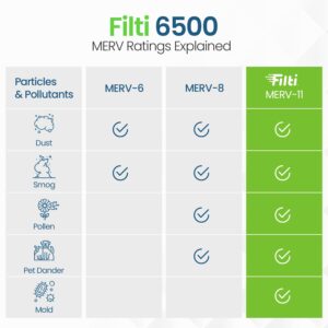 FILTI 6500 Air Filter MERV 11 20x25x5 | Pleated HVAC AC Furnace Filter | Made 100% in the USA. (20x25x5)