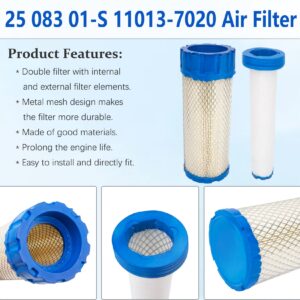 25 083 01-S 11013-7020 Outer Air Filter+25 083 04-S 11013-7019 Inner Filter Compatible with Kawasaki 11013-7044 11013-7045,Kohler 2508301 2508304,M131802 M131803 CH18-CH26 CV16-CV26 CH730-CH750