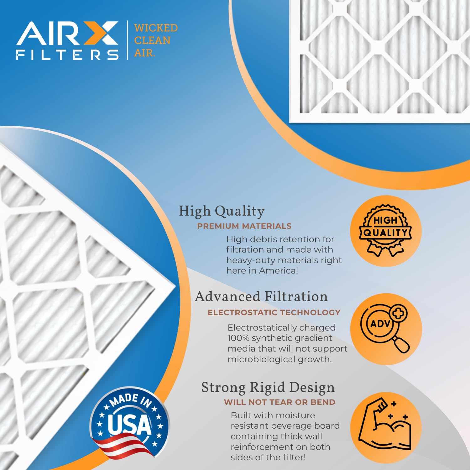 AIRX FILTERS WICKED CLEAN AIR. 20x25x1 Air Filter MERV 11 Electrostatic Pleated Air Conditioner Filter 4 Pack HVAC AC Furnace Filters