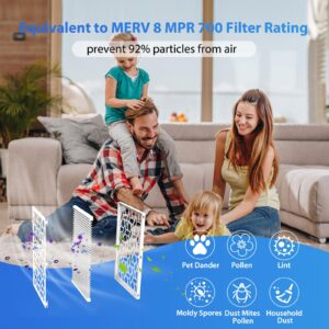 UBeesize Reusable 20x25x1 Air Filter(6-Pack),Upgrade AC/HVAC/Furnace Filter,MERV 8,MPR 700,Easy to Close/Open,1xReusable ABS Frame+6xReplaceable Filter(Actual Size: 19.72x24.6x0.87 Inch)