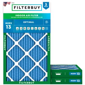 filterbuy 20x36x2 air filter merv 13 optimal defense (3-pack), pleated hvac ac furnace air filters replacement (actual size: 19.50 x 35.50 x 1.75 inches)