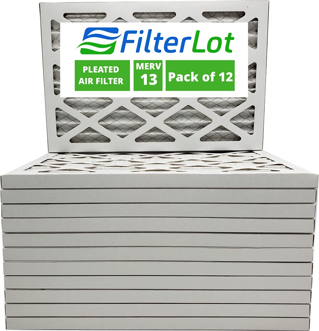 FilterLot 20x25x1 Air Filter MERV 13, Pleated HVAC AC Furnace Filters (12-Pack)