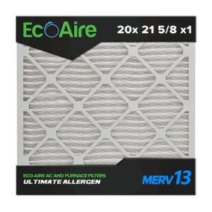 Eco-Aire 20x21 5/8x1 MERV 13, Pleated Air Filter, 20 x 21 5/8 x 1, Box of 6, Made in The USA