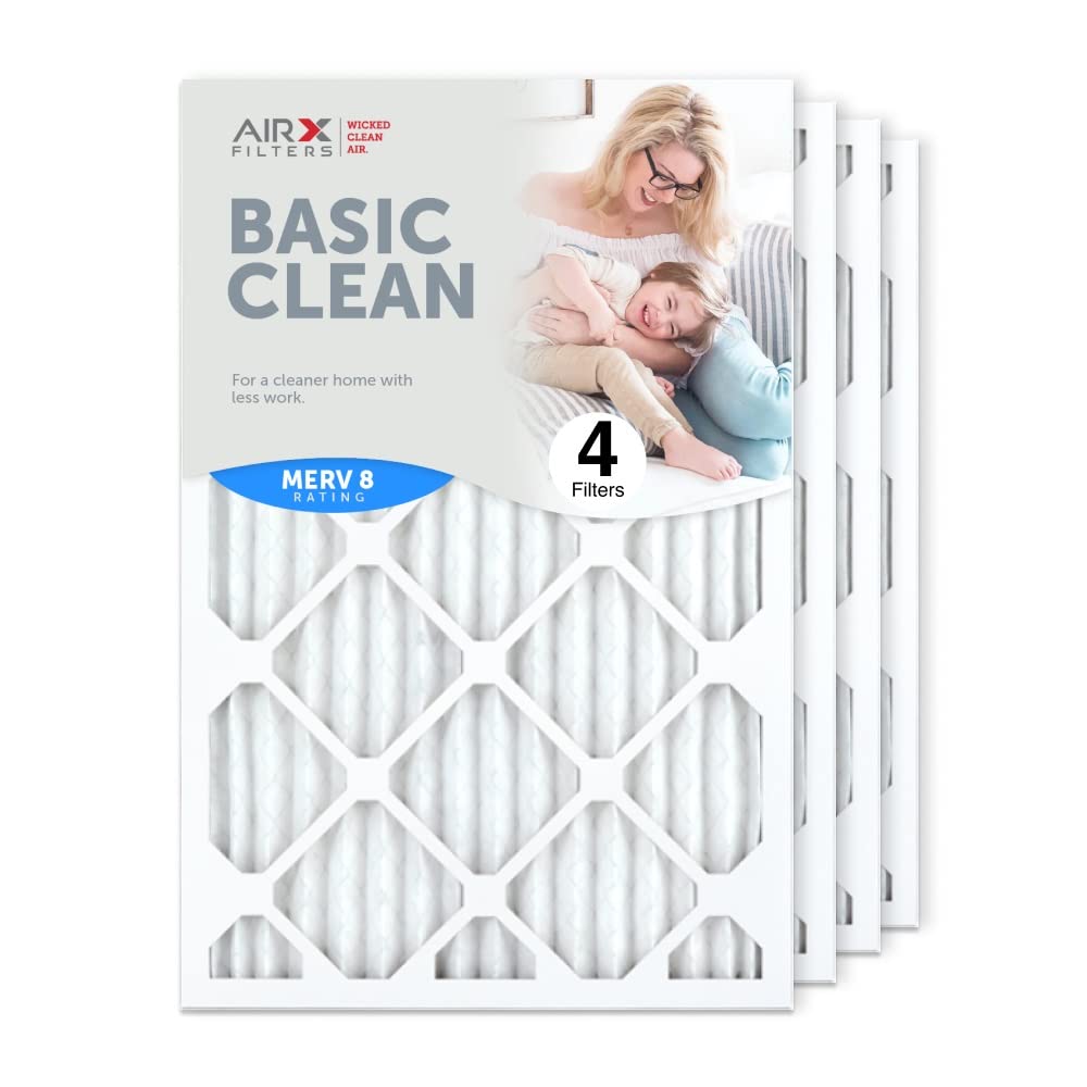 AIRX FILTERS WICKED CLEAN AIR. 16x25x1 Air Filter MERV 8 Pleated 4-Pack of Furnace Filters 16x25x1 Actual Size is 15.5 X 24.5 x .75 Inch