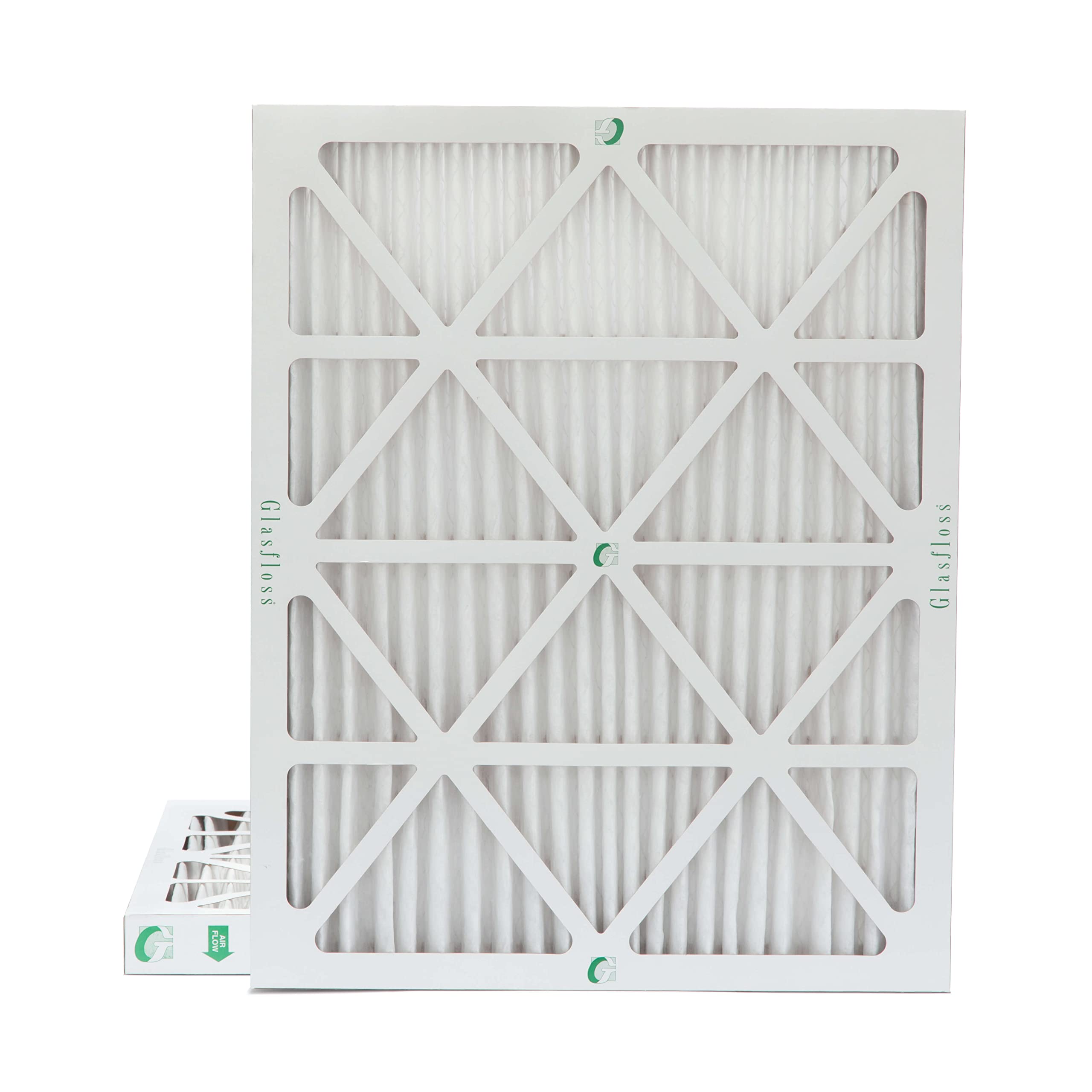 Glasfloss 20x25x2 MERV 10 Pleated 2" Inch AC Furnace Air Filters Quantity 2. Actual Size: 19-1/2 x 24-1/2 x 1-3/4
