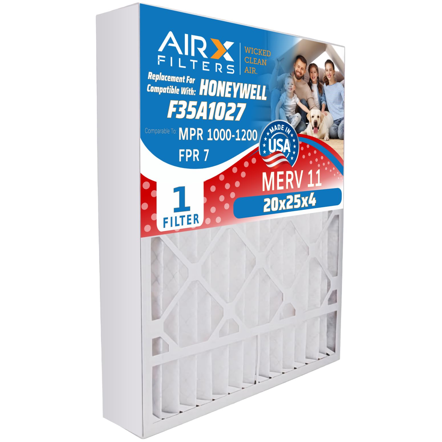 AIRX FILTERS WICKED CLEAN AIR. 20x25x4 Furnace Filter MERV 11 Compatible with Honeywell 20x25x4 Air Filter F35A1027 1 Single Filter