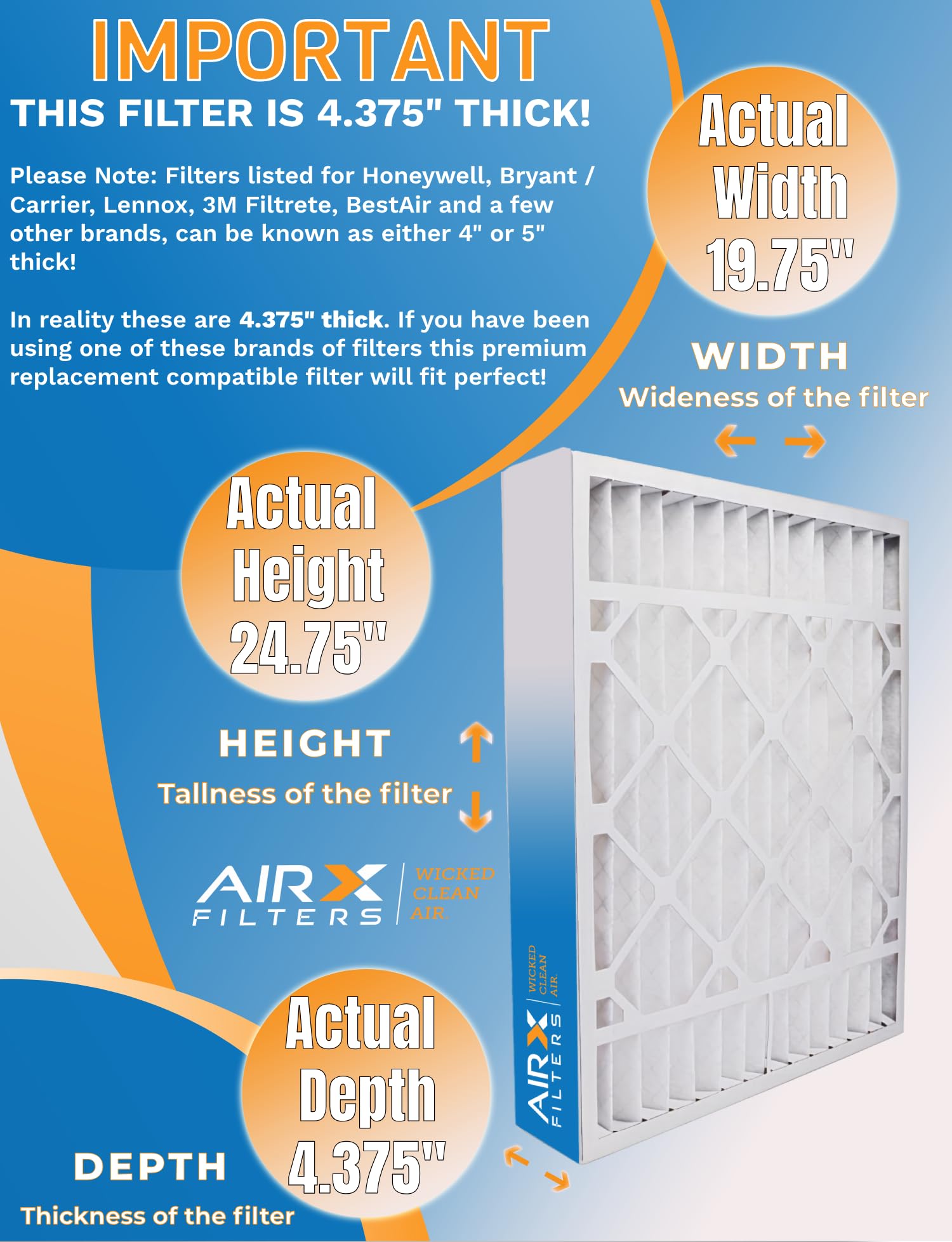 AIRX FILTERS WICKED CLEAN AIR. 20x25x4 Furnace Filter MERV 11 Compatible with Honeywell 20x25x4 Air Filter F35A1027 1 Single Filter