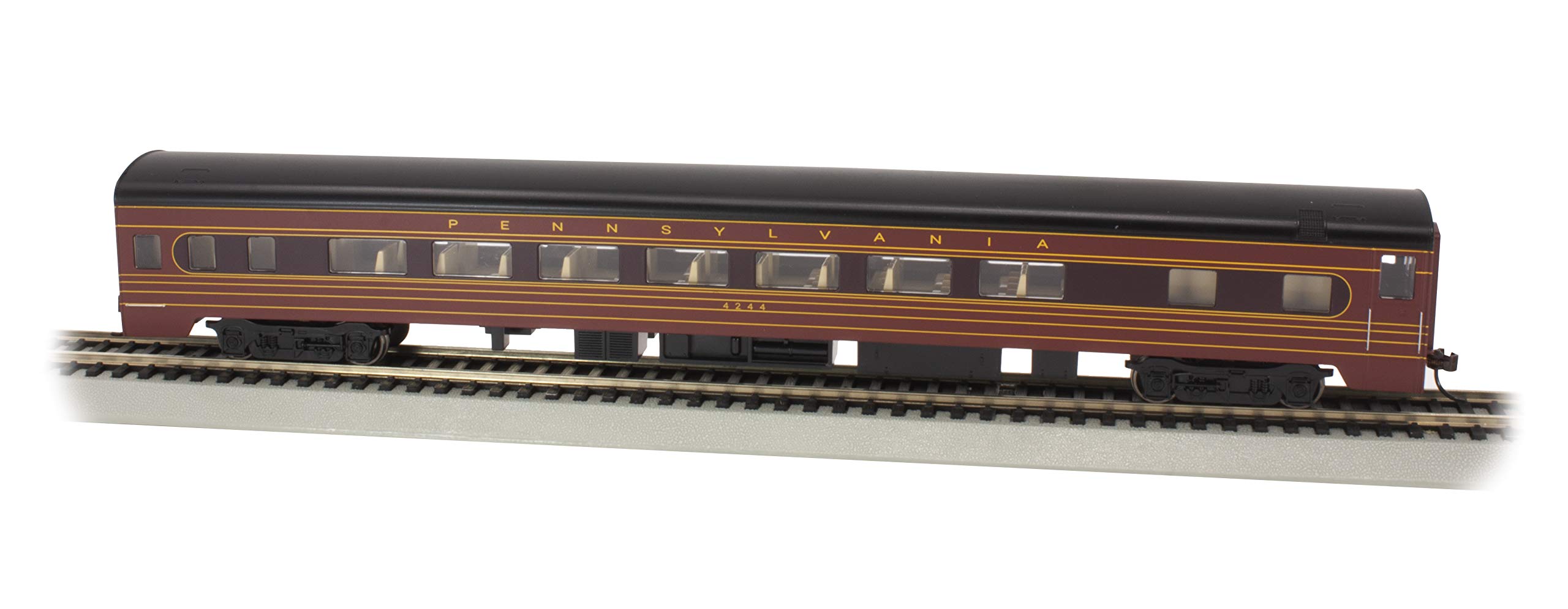 Bachmann Trains - 85' Smooth-Side Coach Car with Lighted Interior - PRR #4244 - Fleet of Modernism - HO Scale (14211),Silver