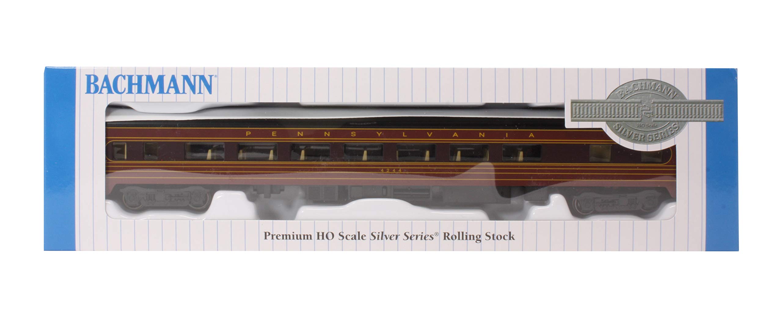 Bachmann Trains - 85' Smooth-Side Coach Car with Lighted Interior - PRR #4244 - Fleet of Modernism - HO Scale (14211),Silver