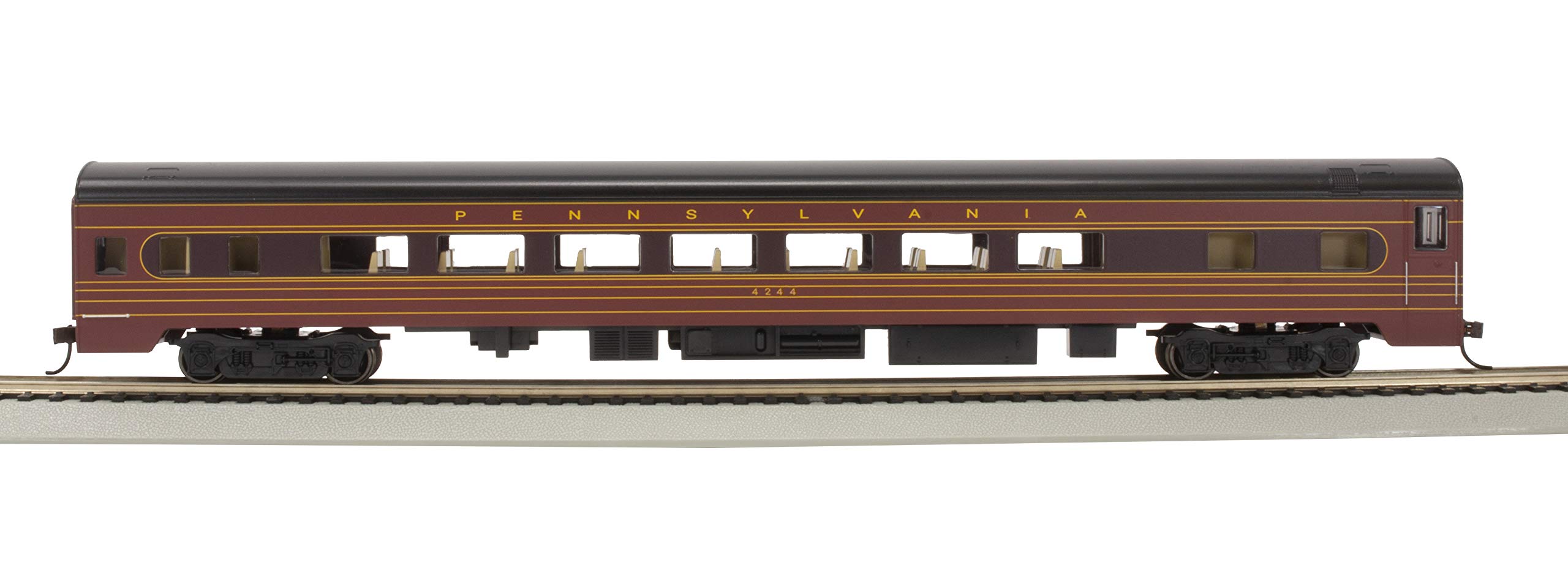 Bachmann Trains - 85' Smooth-Side Coach Car with Lighted Interior - PRR #4244 - Fleet of Modernism - HO Scale (14211),Silver