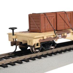 Bachmann Trains - 52’ Center Depressed Flat CAR - Desert Camouflage with CRATES - HO Scale