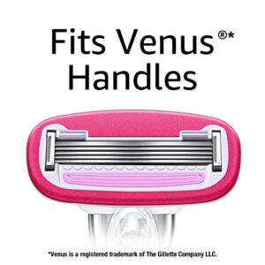 Amazon Basics 5 Blade FITS Razor for Women, Fits Amazon Basics and Venus Handles, Includes 1 FITS System Handle, 2 Cartridges & 1 Shower Hanger, Pink