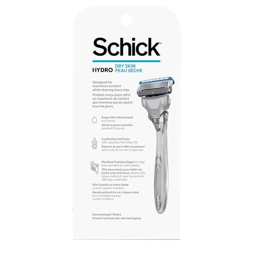 Schick Hydro 5 Sense Hydrate Razor with Shock Absorb Technology for Men, 1 Handle with 2 Refills,1 Count