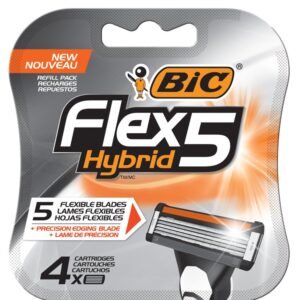 BIC Flex5 Hybrid 5 Blade Razor Refills, 4 Count