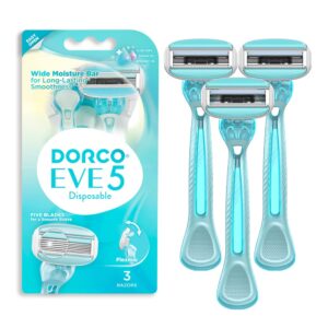 eve 5 women's disposable razors smooth touch | wide moisture bar, 5 blades for smooth shave | multipurpose hair remover | 1 pack (3 count)