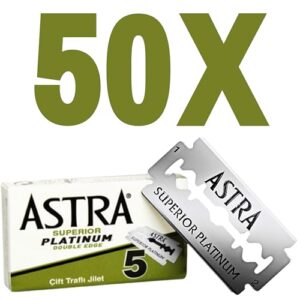 astra platinum double edge safety razor blades, 50 blades (10 x 5)