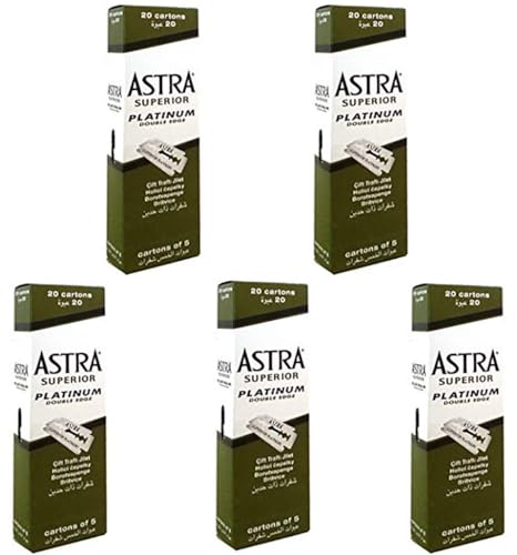 500 Astra Superior Premium Platinum Double Edge Safety Razor Blades 5 Pack 20 Count