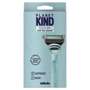 gillette planet kind 5-blade razor kit 1 handle + 2 cartridges