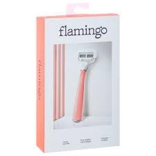 Flamingo 5-Blade German Razors for Women - 1 Razor Handle + 1 5 Blade Refills - Pomelo &.Silver