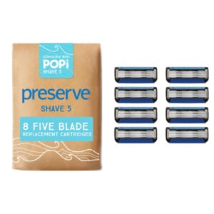 preserve popi shave 5 replacement cartridges for preserve popi shave 5 razor (8 count (pack of 1))