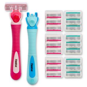 tenive razors for women 6 blades trimmer shaving set includes 2 handles &19 refills