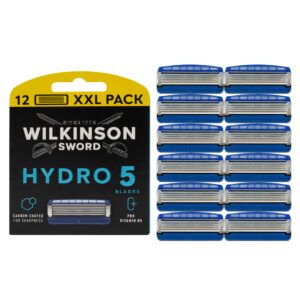 wilkinson sword - hydro 5 skin protection for men | hydrating gel and precision trimmer | pack of 12 razor blade refills