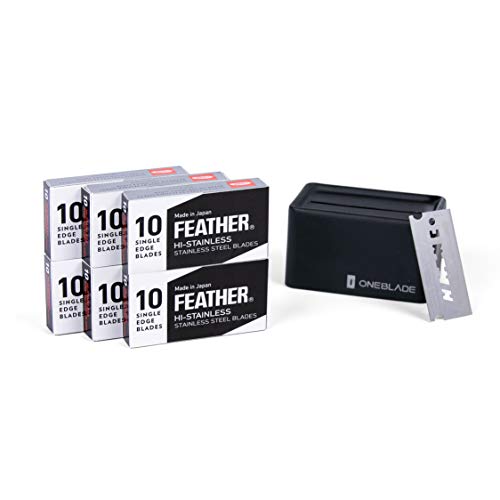 60 Feather FHS-10 Japanese Steel Razor Blades - Refill for OneBlade Core, Hybrid, & Genesis Razors - Single Blade Razor