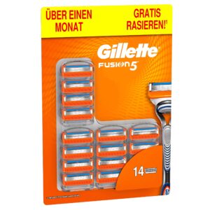 Gillette Fusion 5 Razor Blades with Trimmer Blade for Precision and Anti-Slip Coating, 14 Replacement Blades