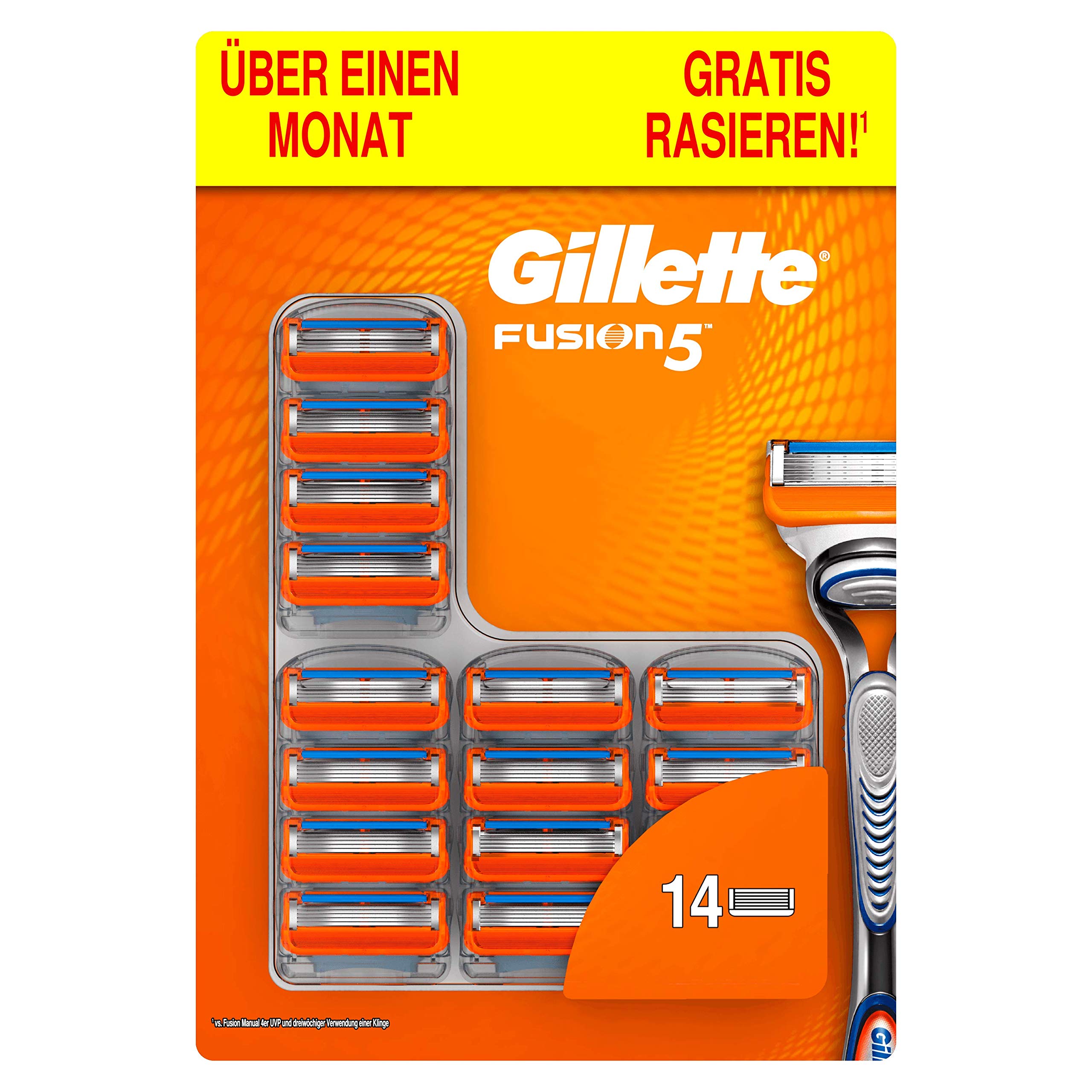 Gillette Fusion 5 Razor Blades with Trimmer Blade for Precision and Anti-Slip Coating, 14 Replacement Blades