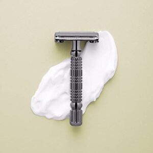 ROCKWELL RAZORS R1 Double Edge Safety Razor in Gunmetal, Butterfly Open with 5 Blades