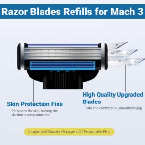 Razor Blades Refills, 【Upgrade 】Sharp Razor Blades Refills Mens Womens, Manual Dual Lubrication Blade - Suitable for Beards, Legs, and Armpits (8PCS)