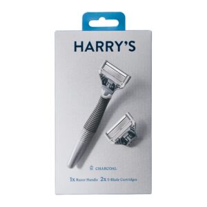 harry's charcoal razor handle plus 2 blade cartridges