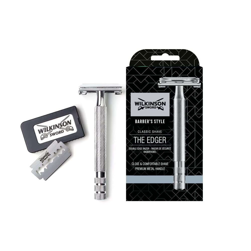 Wilkinson Sword Classic Double Edge Premium Men’s Metal Safety Razor with x5 Refill Blades