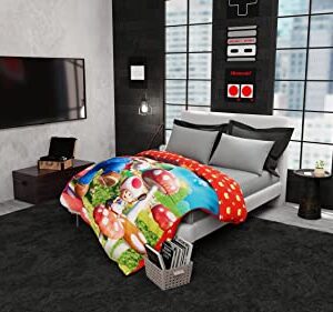 Franco The Super Mario Bros. Movie Kids Bedding Super Soft Microfiber Reversible Comforter, Twin/Full Size 72" x 86", (100% Official Licensed Product)